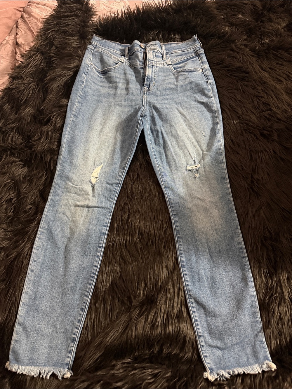 GAP Light Blue Straight Leg Distressed Jeans
